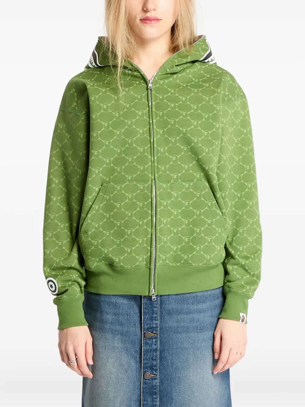 A BATHING APE® college monogram shark full zip hoodie