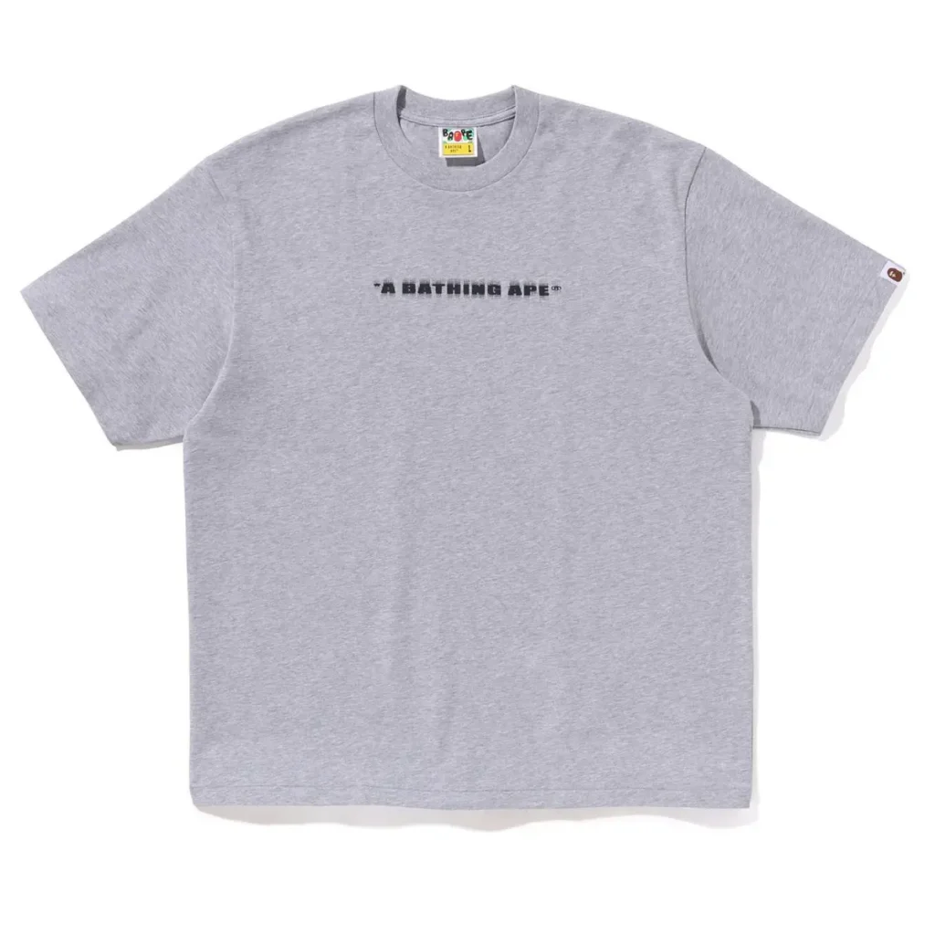 BAPE Pixal Logo Relaxed Fit Tee Grey