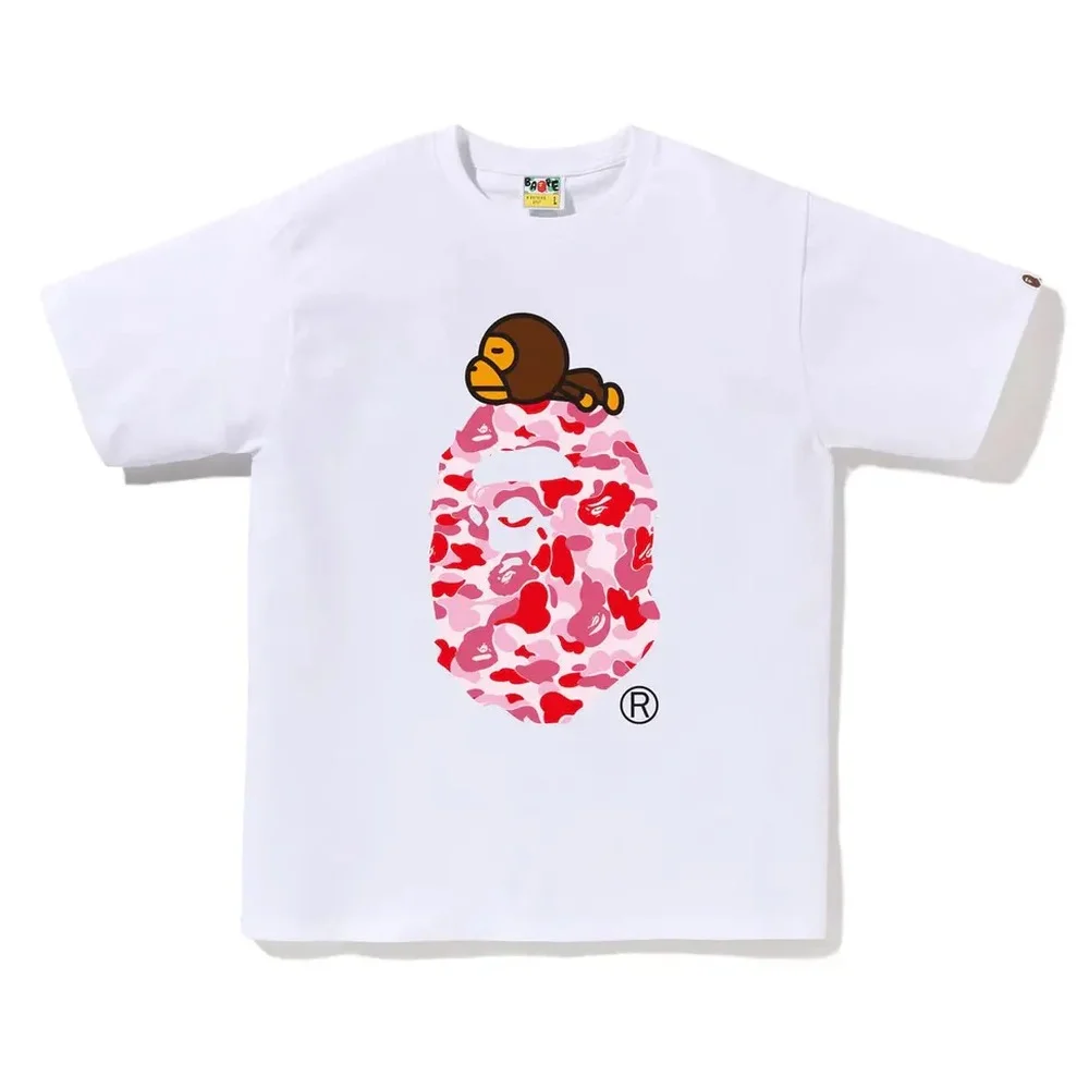 BAPE Pink Baby Milo ABC Camo Ape Head Tee White