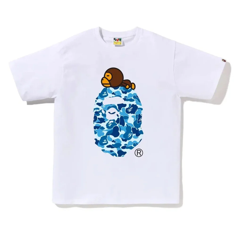 BAPE Blue Baby Milo ABC Camo Ape Head Tee White