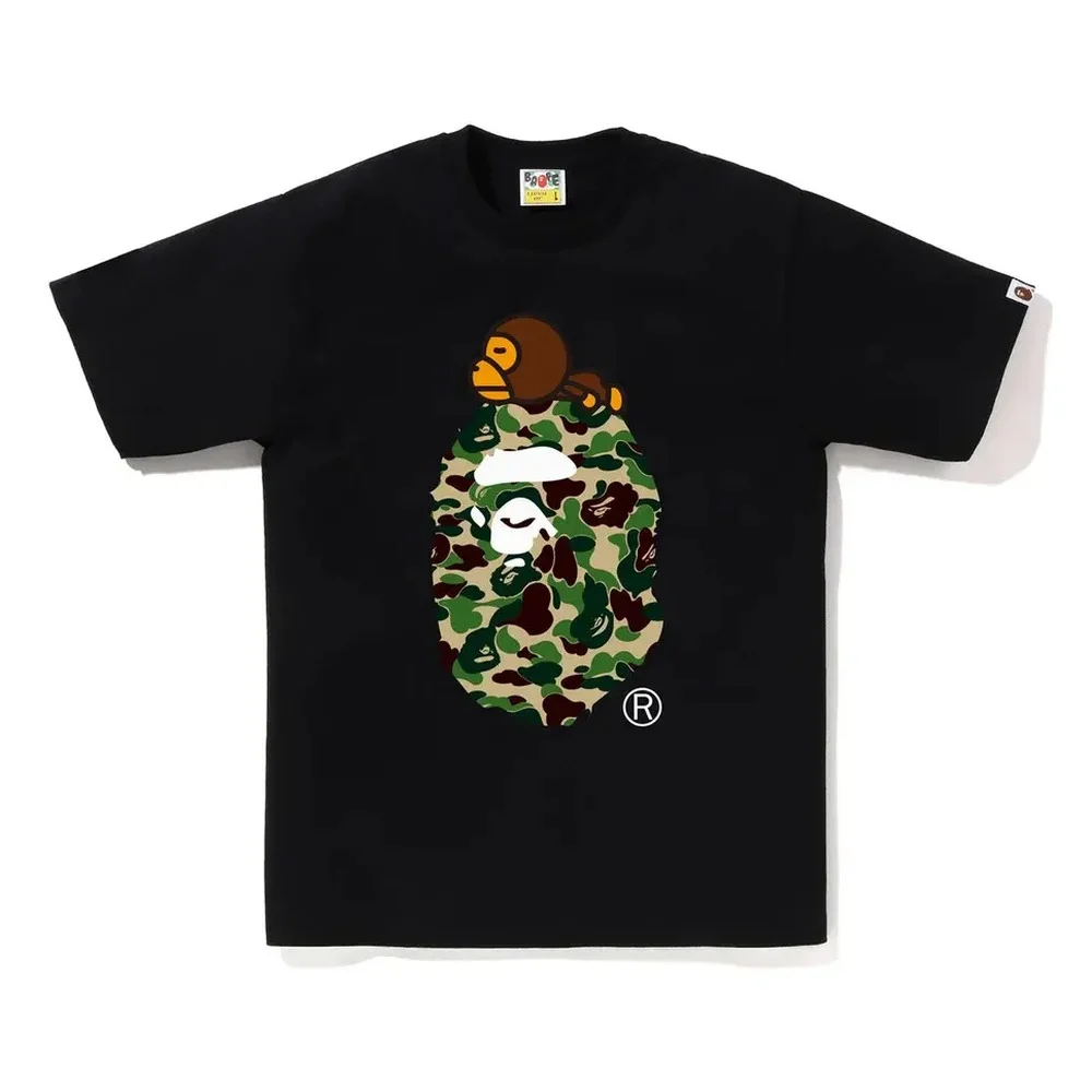 BAPE Green Baby Milo ABC Camo Ape Head Tee Black