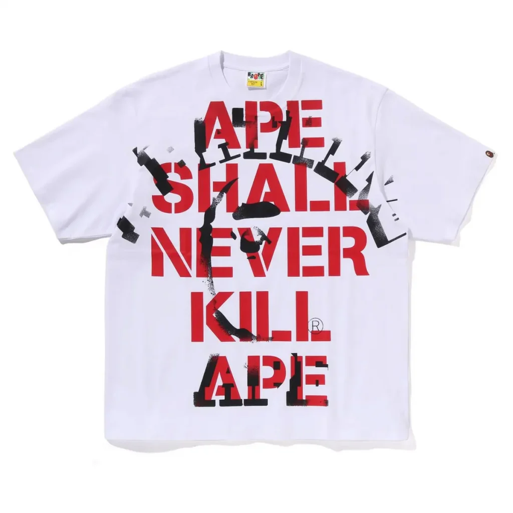 BAPE Spray Print College Relaxed Fit Tee White