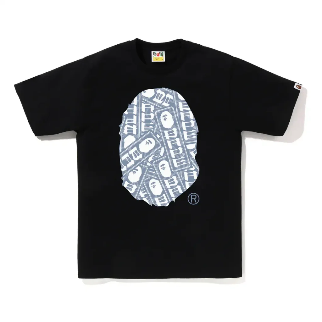 BAPE Japanese Cloud Camo Label Tee Black