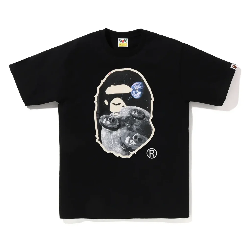 BAPE Moon Ape Head Old Photo Tee Black