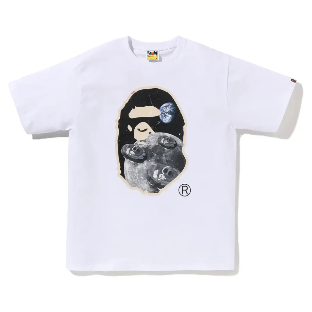 BAPE Moon Ape Head Old Photo Tee White