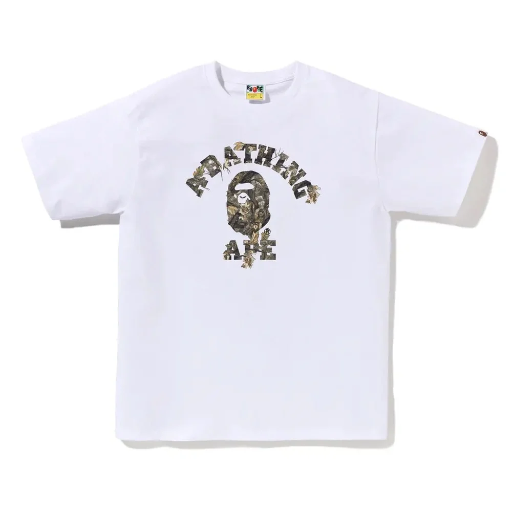 BAPE Woodland Camo Ape Head College Tee White