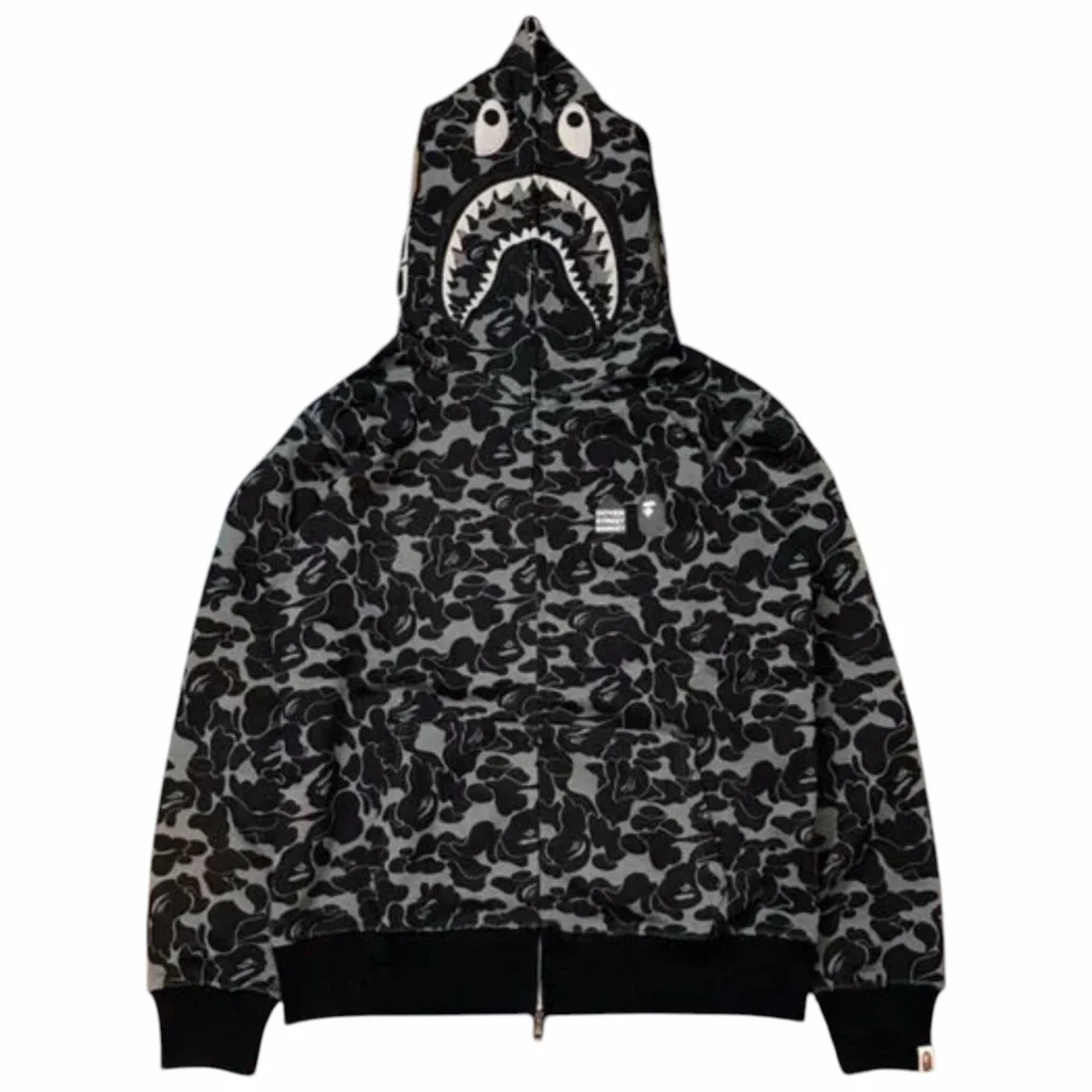Bape x Dover Street Market City Camo Shark Full Zip Hoodie Black
