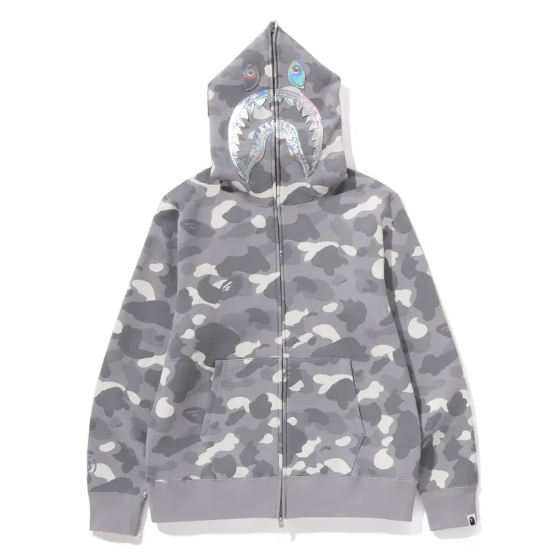 Bape City Camo Shark Full Zip Hoodie Grey
