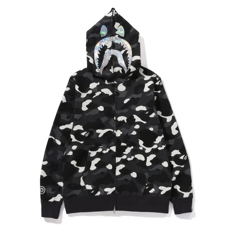 Bape City Camo Shark Full Zip Hoodie Black