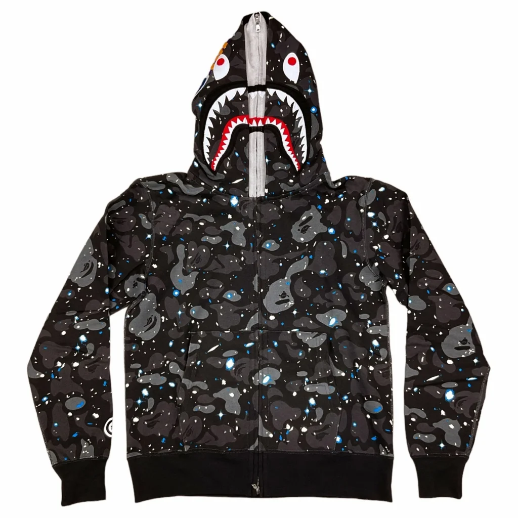 Bape Space Camo Shark Full Zip Hoodie Black