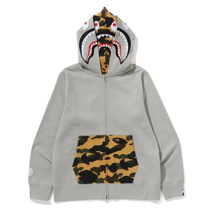 Bape 1st Camo Shark Full Zip Hoodie Grey