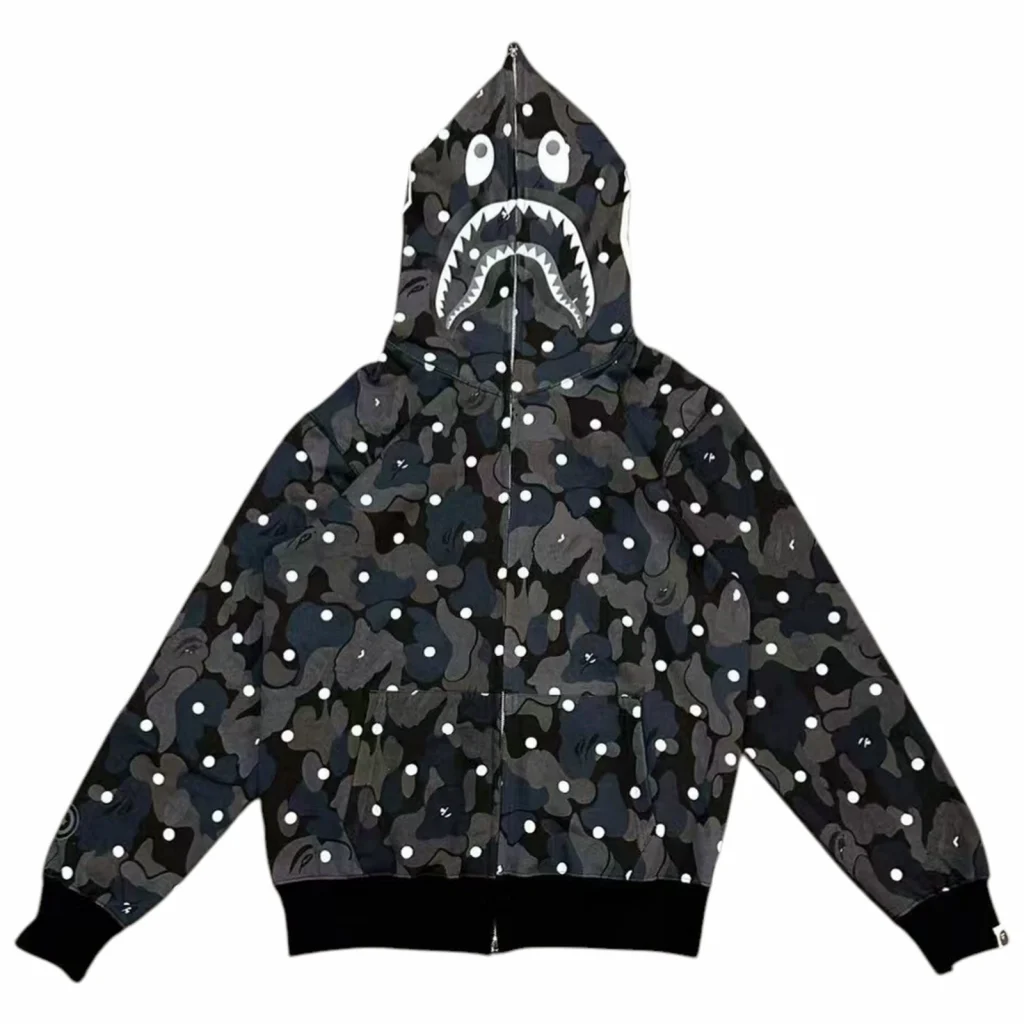 Bape ABC Dot Shark Full Zip Hoodie Black
