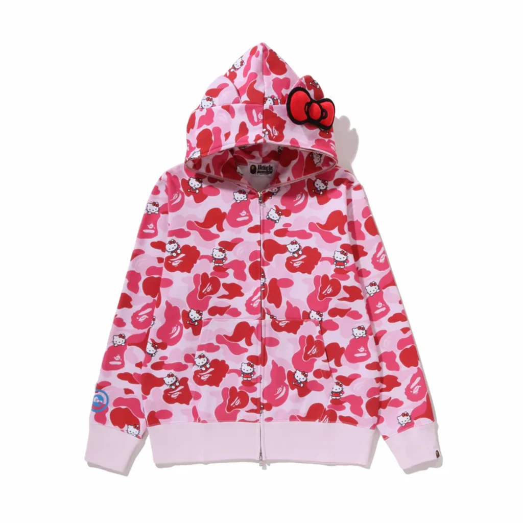 Bape x Hello Kitty Camo Full Zip Hoodie Pink