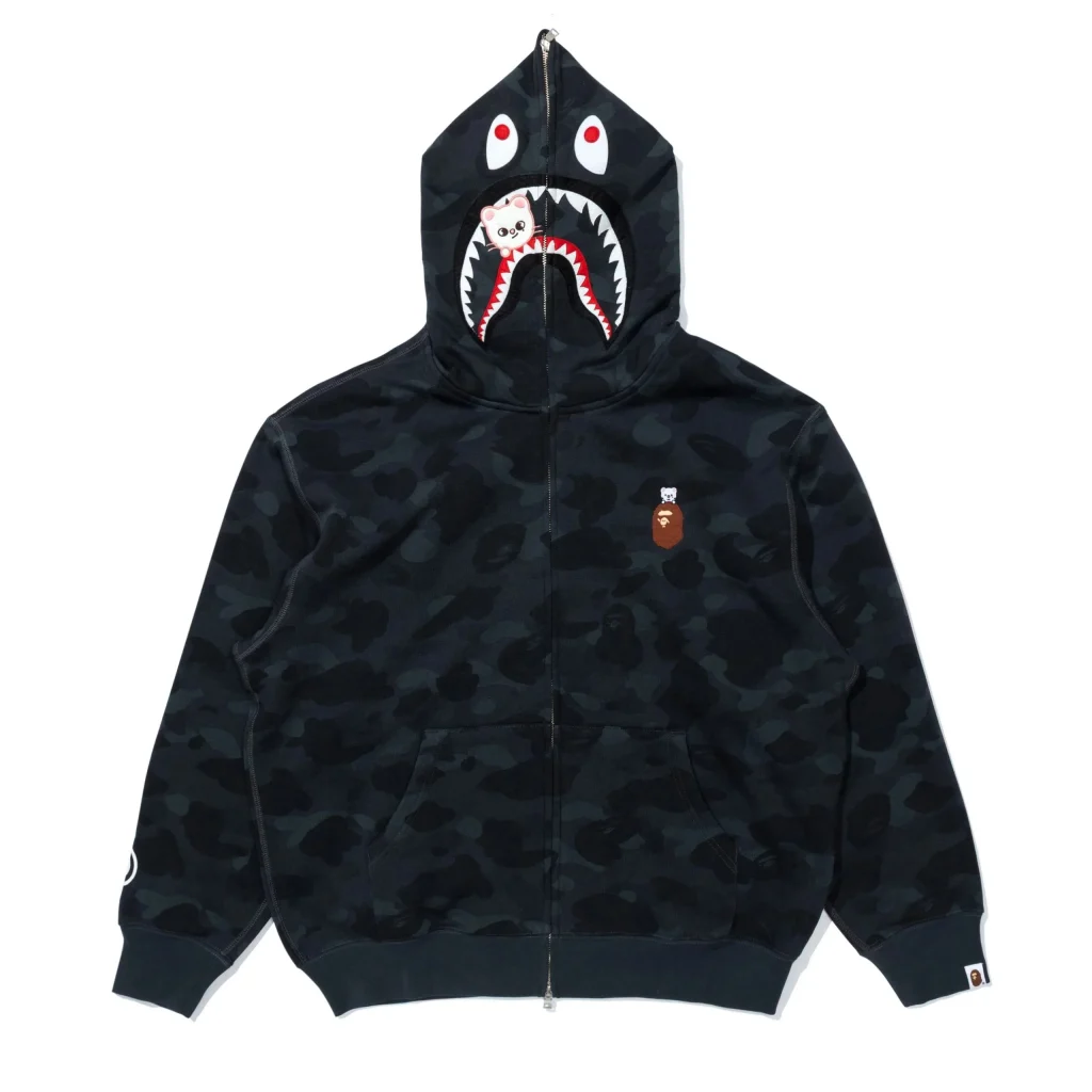 Bape x Stray Kids Jiniret Shark Full Zip Hoodie Black