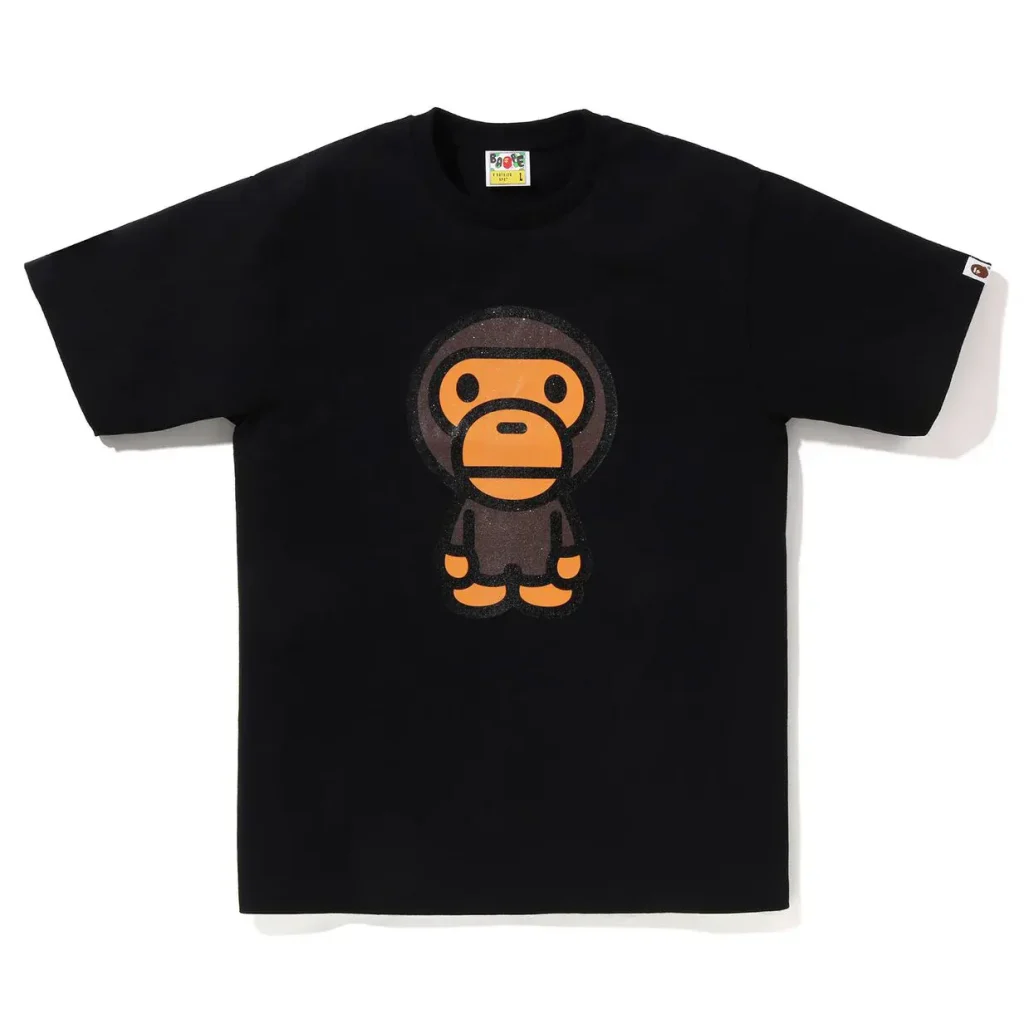 BAPE Glitter Big Baby Milo Tee Black