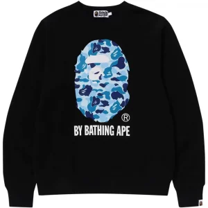 Bape Color Camo Big Ape Head Crewneck Sweatshirt Black Blue