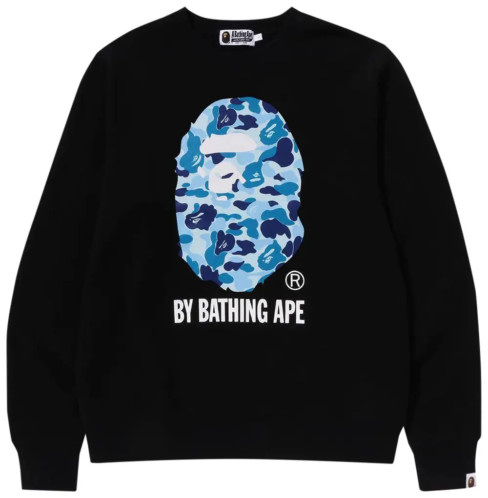 Bape Color Camo Big Ape Head Crewneck Sweatshirt Black Blue