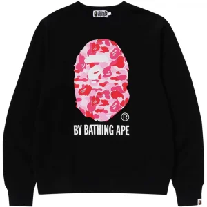 Bape Color Camo Big Ape Head Crewneck Sweatshirt Black Pink