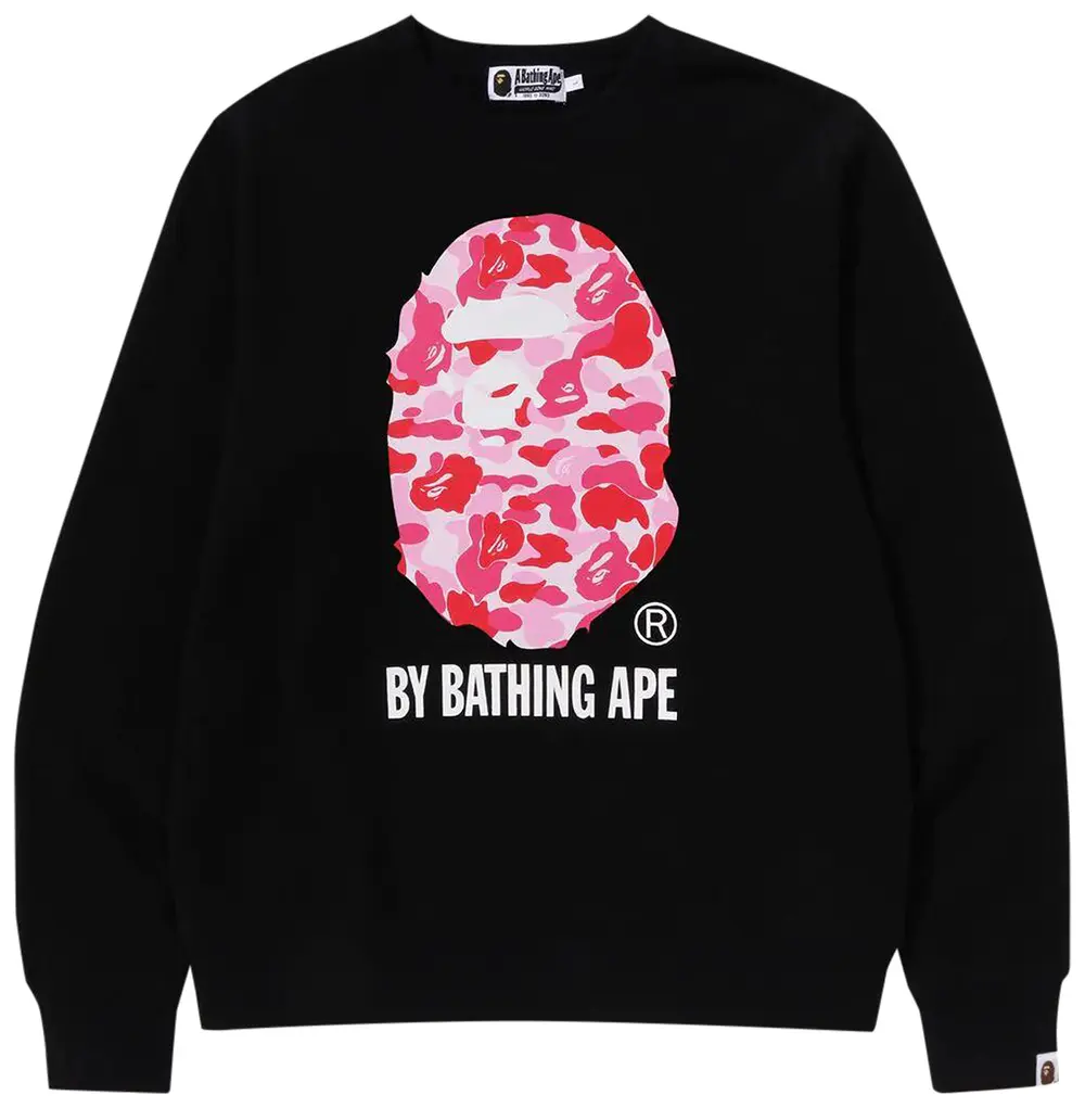 Bape Color Camo Big Ape Head Crewneck Sweatshirt Black Pink