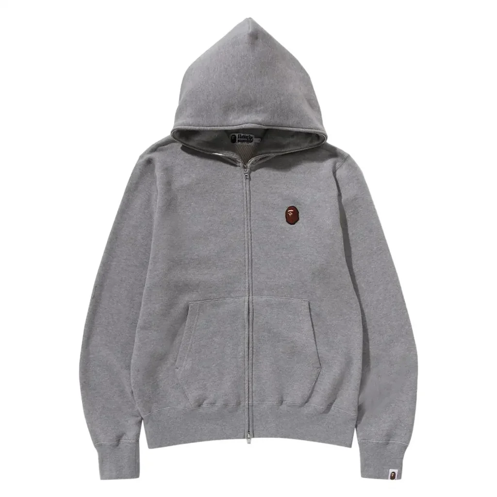 Bape One Point Relaxed Fit Zip Hoodie Grey