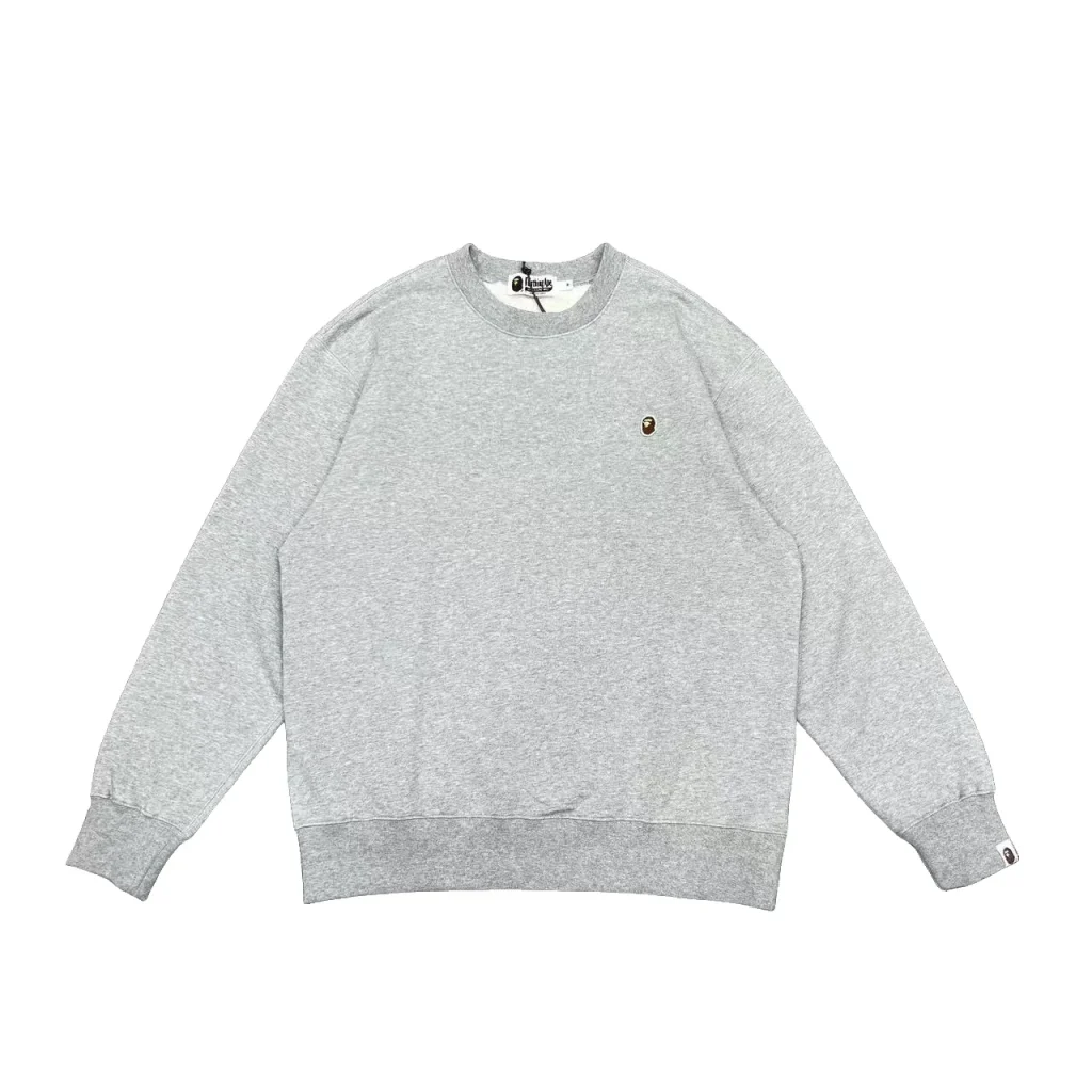 Bape One Point Ape Head Crewneck Sweatshirt Grey
