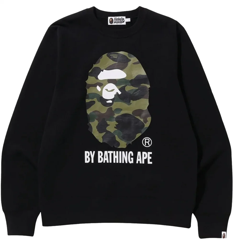 Bape Color Camo Big Ape Head Crewneck Sweatshirt Black Green