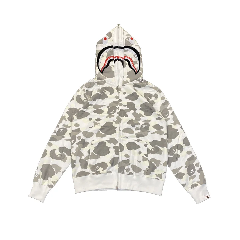 Bape Color Camo Shark Full Zip Hoodie Grey