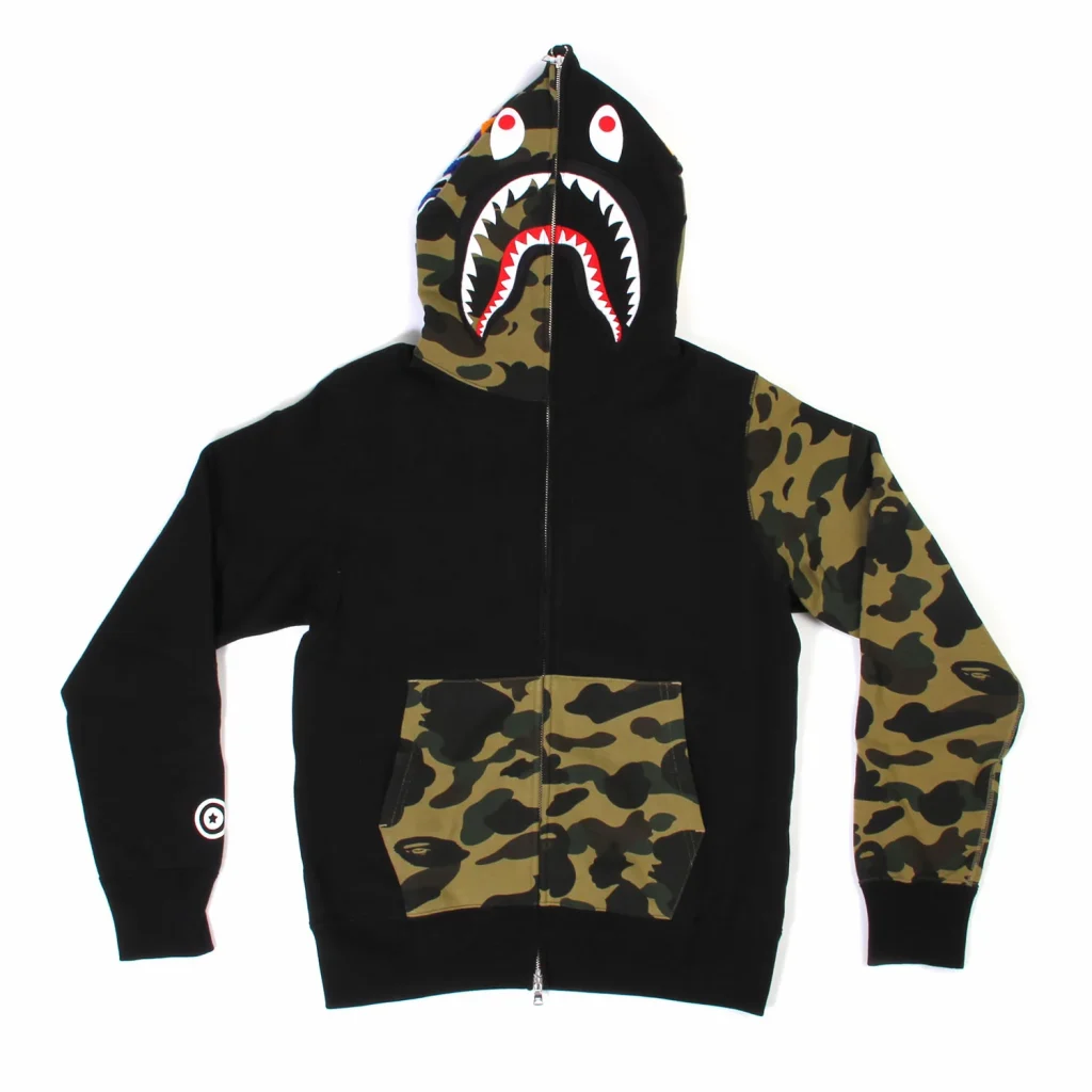 Bape Split 1st Camo Shark Full Zip Hoodie Black