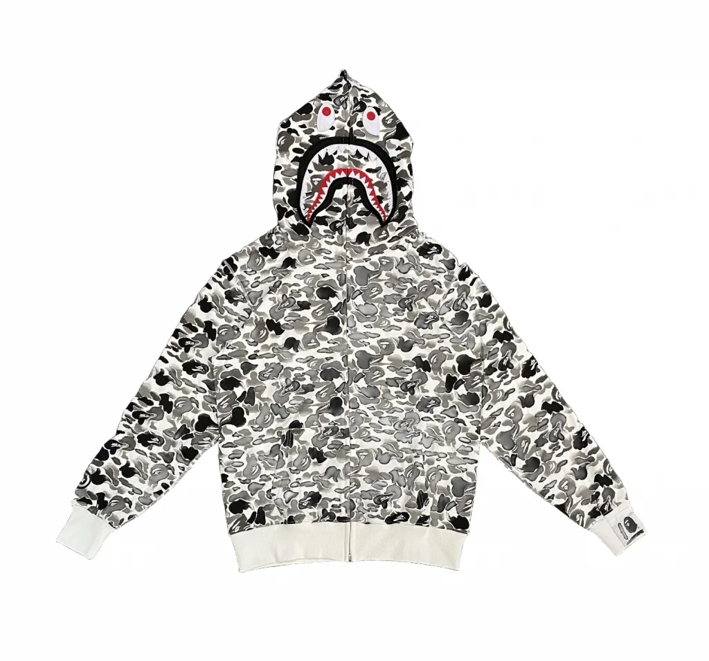 Bape ABC Camo Shark Full Zip Hoodie Grey
