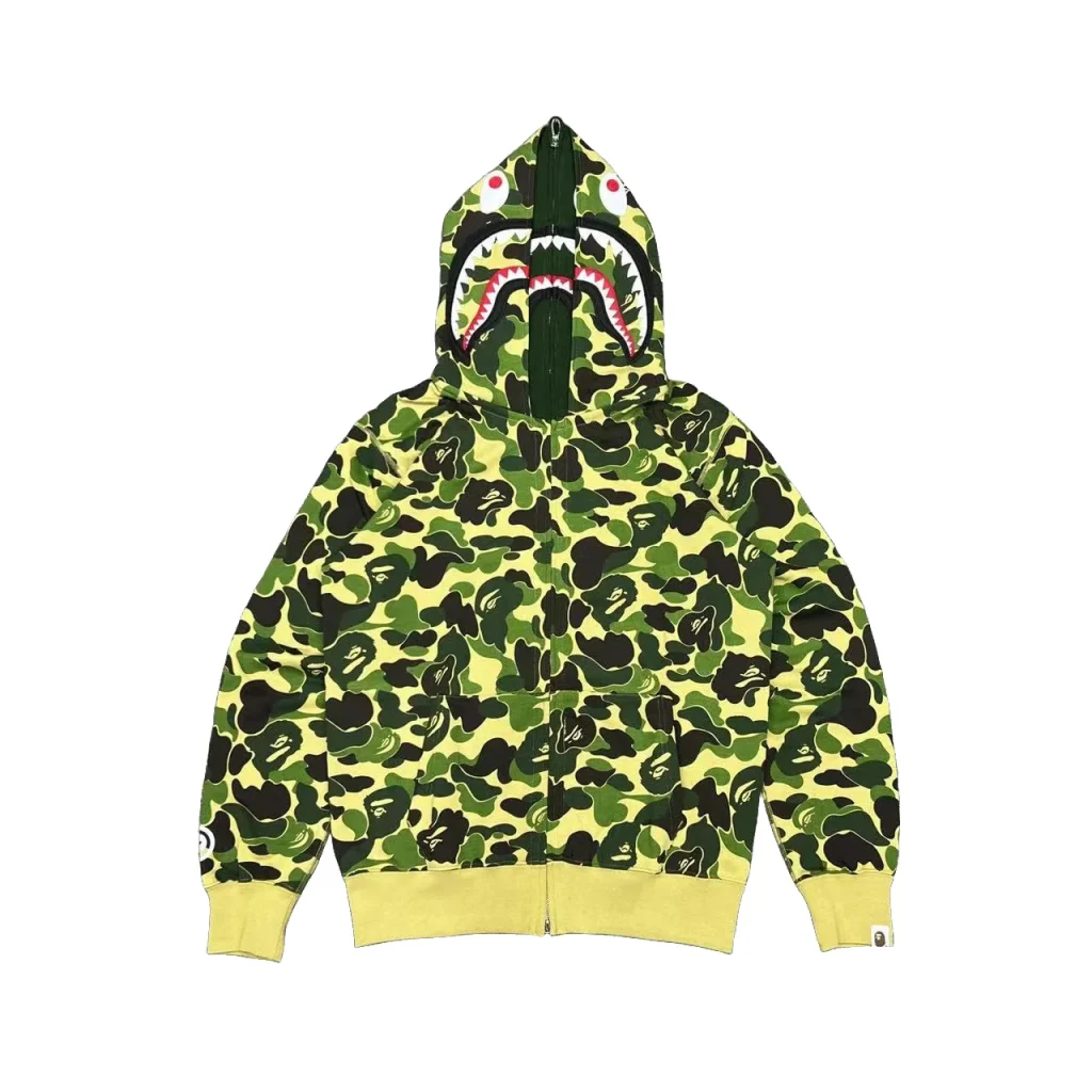 Bape ABC Camo Milo Shark Zip Hoodie Green
