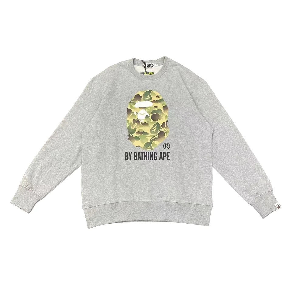 Bape ABC Camo Big Ape Head Crewneck Sweatshirt Grey