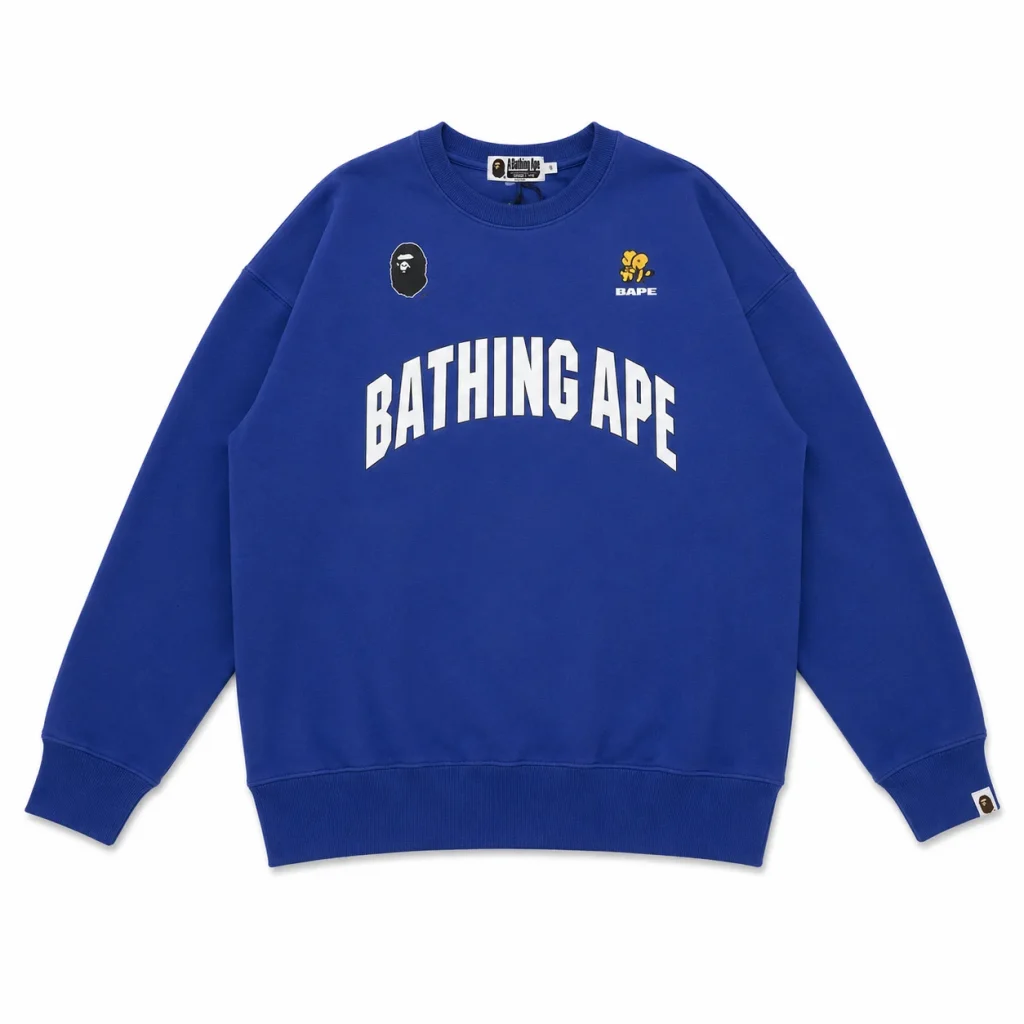 Bape Bathing Ape Logo Crewneck Sweatshirt Blue