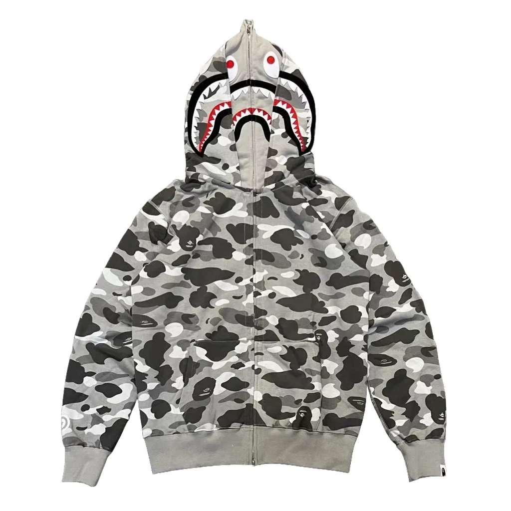 Bape Color Camo Shark Full Zip Hoodie Grey